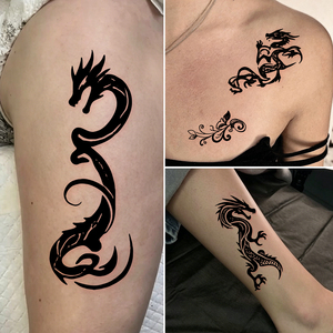Lot de 20 autocollants de <span class=keywords><strong>tatouage</strong></span> temporaire noir tribal <span class=keywords><strong>dragon</strong></span>, faux tatouages gothiques pour le corps, imperméables et longue durée - Product Image 5
