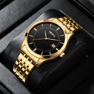 Para NIBOSI 2567, reloj de cuarzo de acero inoxidable dorado de lujo para hombre, diseño de negocios antiguo clásico Simple, cristal luminoso para la moda - Product Image 5