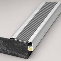 Profilé de nez de marche en aluminium SHIZI avec insert antidérapant en caoutchouc, canal dissipateur de chaleur, diffuseur, lumière de sécurité pour bord de marche, OEM