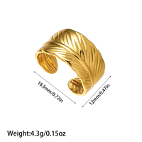 Neuer Heißer Wasserdichter PVD 18K Vergoldeter Edelstahlring Verstellbarer Modeschmuck für Damen Großhandel Offene Modische Ringe