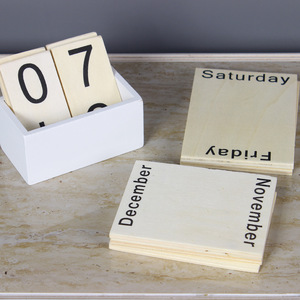 European Pastoral Wooden Creative Living Room Desktop Study Store bar Counter Ornament <strong>Perpetual</strong> <strong>Calendar</strong> <strong>Desk</strong> <strong>Calendar</strong> - Product Image 6
