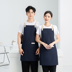 Custom Made Aprons For Restaurant Kitchen Staff Solid Color Polyester Waterproof Workwear With Logo Printing - Product Image 3