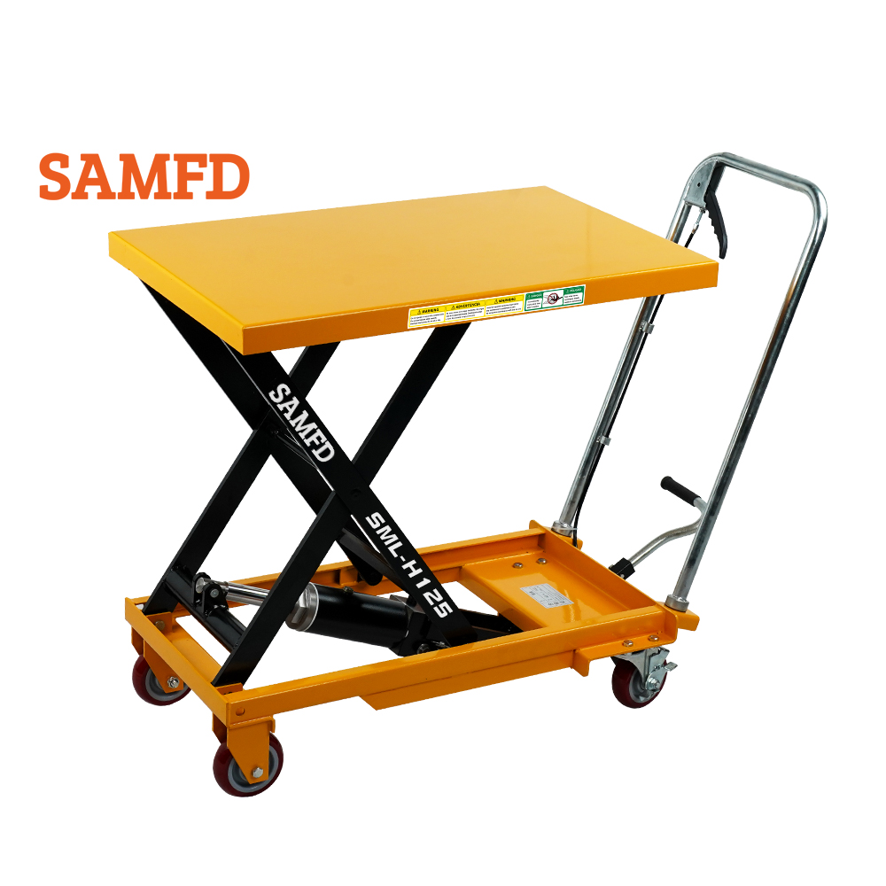 Прямая Продажа с завода SAMFD, прочная гидравлическая подвижная ножничная подъемная тележка для погрузки материалов