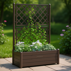 Jardinera con Rejilla para Plantas, PP Mocha, 39.4x16.9x55.9, Maceta para Exteriores, Uso en Jardín - Product Image 2