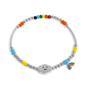 Dylam New Design 925 Sterling Silver Rhodium Plated Cute Cloud <b>Rainbow</b> Beaded Women Fine Jewelry Daily Wear <b>Bracelet</b> - Product Image 1