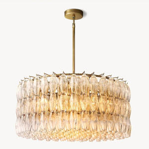 36" Clear Glass Round Chandelier American Style Home Decor Dining Room Modern Metal Handmade Glass Hanging Pendant Lamp - Product Image 5