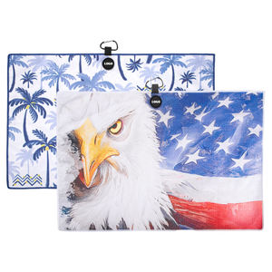 Serviette de golf en microfibre gaufrée à séchage rapide et absorbante avec mousqueton, logo personnalisé, motif palmier tropical, pour sac de golf, grand format, OEM - Product Image 1