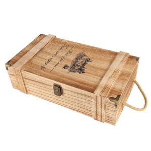 Bán buôn Nút Đóng Cửa 2 Chai Thông Wooden Box Wine Mang Crate Để Bán - Product Image 1