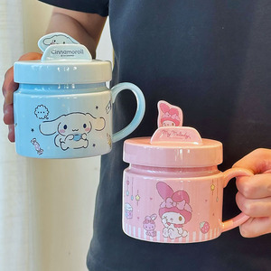 Mug en céramique Sanrio Cinnamoroll avec couvercle et poignée, design bleu cartoon pour café et thé, printemps 2025 - Product Image 2