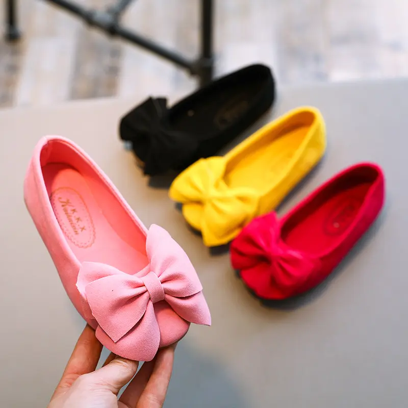 2020 Mode Mädchen Süße Schuhe Bowtie Flock PU Leder Für Mädchen Prinzessin Ballerinas Schuhe Für Party 835