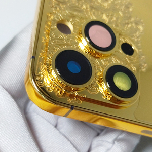 Custodia per telefono cellulare con motivo intaglio profondo di Design squisito custodia per personalizzazione di alta qualità cornice placcata in oro - Product Image 2