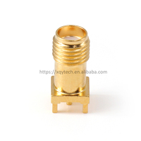 Conector SMA Hembra Recto para PCB, Vertical, de Montaje en Placa, Patas Cortas, Chapado en Oro, Adaptador RF de Latón