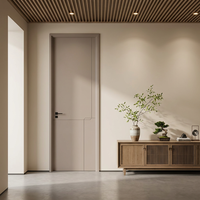 Porte intérieure en bois pour chambre d'hôtel moderne, surface CPL, porte à panneau plat en polymère