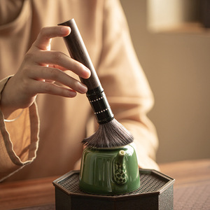 Ensemble complet d'accessoires de cérémonie du <span class=keywords><strong>thé</strong></span> Kung Fu chinois en céramique verte émaillée, comprenant un pince à <span class=keywords><strong>thé</strong></span> et une cuillère à <span class=keywords><strong>thé</strong></span>, pour la cérémonie des six messagers. - Product Image 4