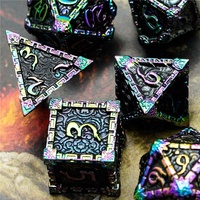 Pour Udixi Logo personnalisé 7 pièces donjons et Dragons RPG jeu de dés en métal polyédrique arc-en-ciel noir emballé dans une boîte en métal