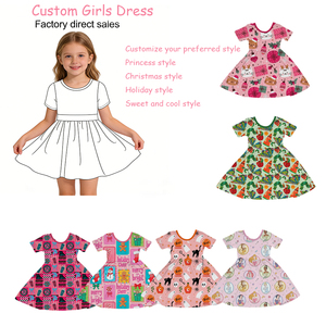 Abito Natalizio per Bambini Kouzi, Vestito in Bambù a Maniche Corte con Gonna Svasata e Stampa, Servizio di Ordine all'Ingrosso - Product Image 2