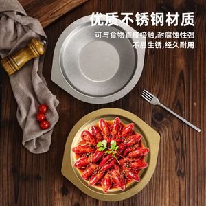Stainless Steel Dry Pot Plate Golden Square <b>Round</b> Dipping Sauce Dish For Hotel Meals - Product Image 5