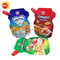 Pochette à bec verseur de forme personnalisée de qualité alimentaire pour Ketchup et vinaigrette, emballage en aluminium autoportant avec buse d'aspiration
