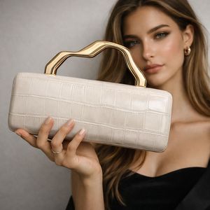 Wholesale Solid Pattern Clutch Bag with Gold Handle Chains Magnetic Closure Chain Strap Evening Party Fashion Evening <b>Purse</b> - Product Image 1