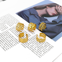 Modische 18K Vergoldete Edelstahl Hohlwellen-Offene Manschettenringe Wasserdichte Verstellbare Breite Fingerringe für Unisex Geschenk