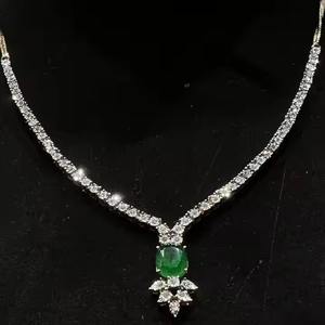 Ensemble collier et boucles d'oreilles assorties élégants pour femmes, tendance, en or massif 14K 18K, diamant naturel taille brillant, certifié par un tiers - Product Image 2