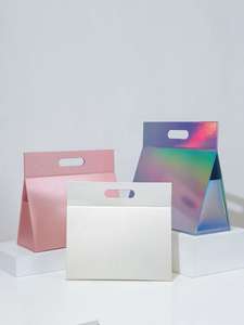 Caja de Regalo Triangular Plegable Personalizada con Asa, Recubrimiento UV, Papel Reciclado, Cierre Magnético para Empaque de Cosméticos, Velas y Ropa - Product Image 2