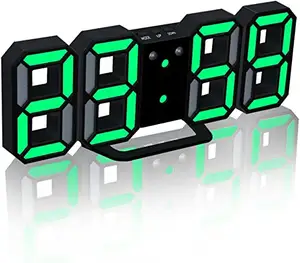 3D LED Table Wall Clock Digital Timer Nightlight Watch Alarm Clock for Warehouse Office Living Room 12/24H Brightness adjustable