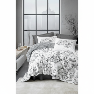 Juego de Funda Nórdica Doble de Algodón Florva Antracita, Tamaños King y Twin, Diseño Floral Tejido, Ropa de Cama Fresca para el Hogar, para Navidad - Product Image 3