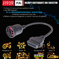 Adaptateur de camion AOTAI OBDII J1939 9 broches vers OBD2 16 broches femelle, lecteur de code avec écran LCD et prise en charge de l'anglais, 12-24V