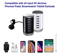 Station de charge USB universelle 30W 6A Chargeur de bureau intelligent à 6 ports Adaptateur d'alimentation Tour multi-ports Station de charge pour ordinateur portable