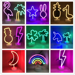 <span class=keywords><strong>Lampe</strong></span> <span class=keywords><strong>néon</strong></span> LED en forme de palmier avec base, fonctionne sur piles, veilleuse pour chambre à coucher, décoration intérieure - Product Image 4