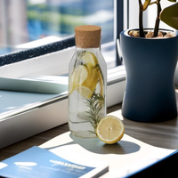Bocal de conservation alimentaire rond en verre borosilicate résistant pour biberons, avec couvercle en liège, fait main, pour jus de fruits