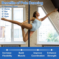 Poste de baile negro antideslizante profesional Kit de poste de baile independiente de altura ajustable para entrenamiento baile y ejercicio