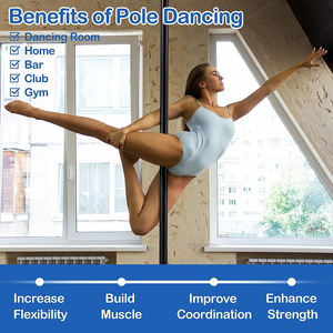 Kit de poteau de danse autoportant à hauteur réglable de poteau de danse noir antidérapant professionnel pour l'entraînement de la danse et de l'exercice - Product Image 2