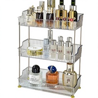 Organisateur de maquillage multifonctionnel en métal pour cosmétiques, soins de la peau, rouge à lèvres - Rangement de bureau portable et mobile
