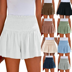Shorts Deportivos de Verano 2026 para Mujer, Cintura Alta, Plisados, Casuales, de Algodón y Lino - Product Image 1