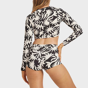 OEM Customized Women's Short-Sleeved Long-Sleeved Sunscreen Hawaiian Print Swimsuit Luxury Nylon Swimsuit - Product Image 3