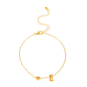 Pulseras de Moda con Dijes para Mujer, Chapadas en Oro, de Aleación, con Letra Inicial de Corazón, Regalo, Estilo Lindo - Product Image 5