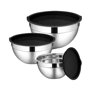 Lot de Bols Gigognes en Métal, Grands et Petits, Bols Mélangeurs en Acier Inoxydable avec Couvercles, Passent au Lave-Vaisselle, Bols de Rangement et de Service pour Salade - Product Image 1