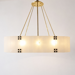 Lámpara Colgante de Techo Estilo Tambor con Pantalla de Cristal y Estructura de Latón Pulido para Aplicaciones Residenciales en Techos Altos - Product Image 5