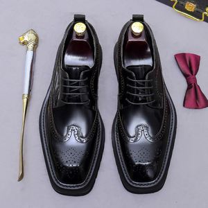 Heightening Brookes Decorative Large Leather <b>Boot</b> for Men - Genuine Leather Formal Casual Business British Trendy Thick-soled - Product Image 5