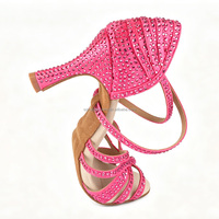 Diamante Tanzschuhe für Damen, lateinamerikanische Tanzschuhe, Salsa-Ballsaal-Tanzschuhe mit Absatz, Party-Performance-Schuhe, lila Hochzeitsschuhe, rosafarben