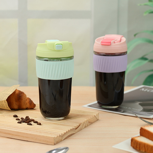 Bán buôn biểu tượng tùy chỉnh cá nhân độc đáo thủy tinh borosilicate lấy đi cốc nước Cà Phê Cốc có nắp đậy và ống hút - Product Image 4