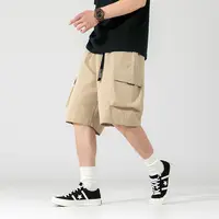 Shorts de tecido ecológico para homens, bermuda de academia cáqui com secagem rápida, 2022