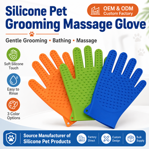 Gant de massage pour toilettage de chien YMS, cinq doigts, en silicone, pour l'élimination des poils, le bain et la toilette, utilisation moderne en salle de bain - Product Image 1