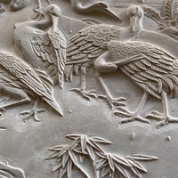 פסל תבליט משיש גיר בצבע בז' של PAIA STONE, פסל קיר מגולף ביד לחצר, ממקור פוג'יאן, אחריות לשנה