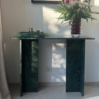 Table console en marbre vert naturel, table d'entrée minimaliste de luxe pour la décoration intérieure haut de gamme