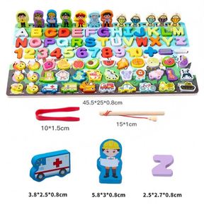 Juguete de Pesca Montessori para Niños Pequeños, Aprendizaje de Matemáticas, Rompecabezas de Madera con Letras, Números y Formas - Product Image 2