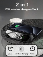 2024 Nieuwe Hot Selling 2-In-1 Draadloze 15W Snellader Met Led Nachtlampje & Wekker Voor Mobiele Telefoon
