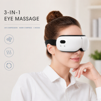 Masseur oculaire chauffant pliable OEM avec compression d'air, vibration, musique Bluetooth, rechargeable par USB
